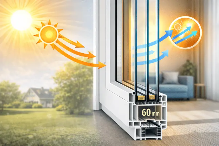 Теплоизоляция пластикового окна с профилем 60 мм — защита от жары