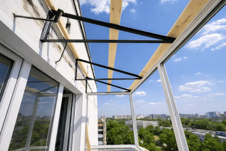 Остекление балкона с установкой крыши на последнем этаже