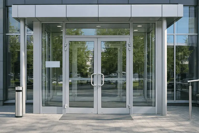 Алюминиевая входная группа со стеклянными дверями Входная группа из алюминиевого профиля со стеклянными дверями