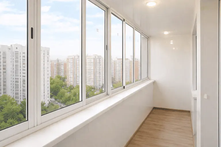 Холодное алюминиевое остекление лоджии Лоджия с холодным алюминиевым остеклением без утепления