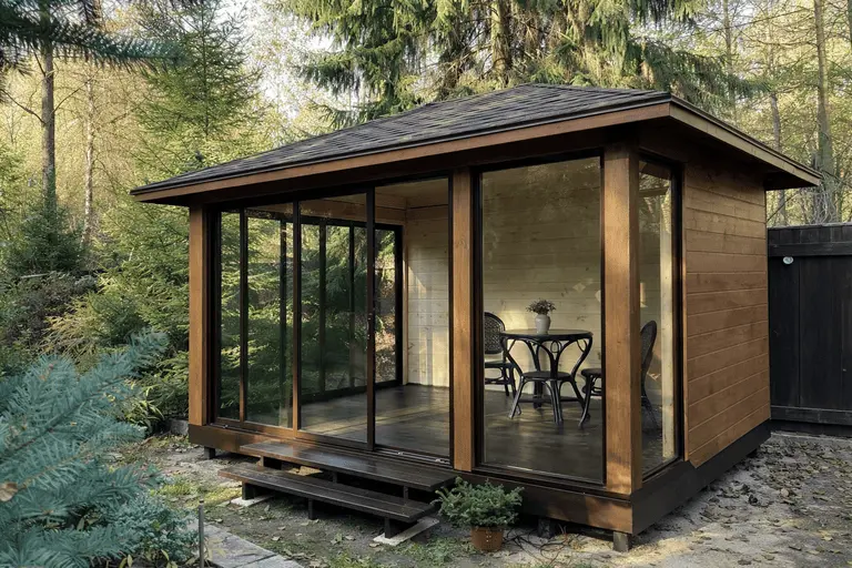 Остекление беседки раздвижными стеклянными системами